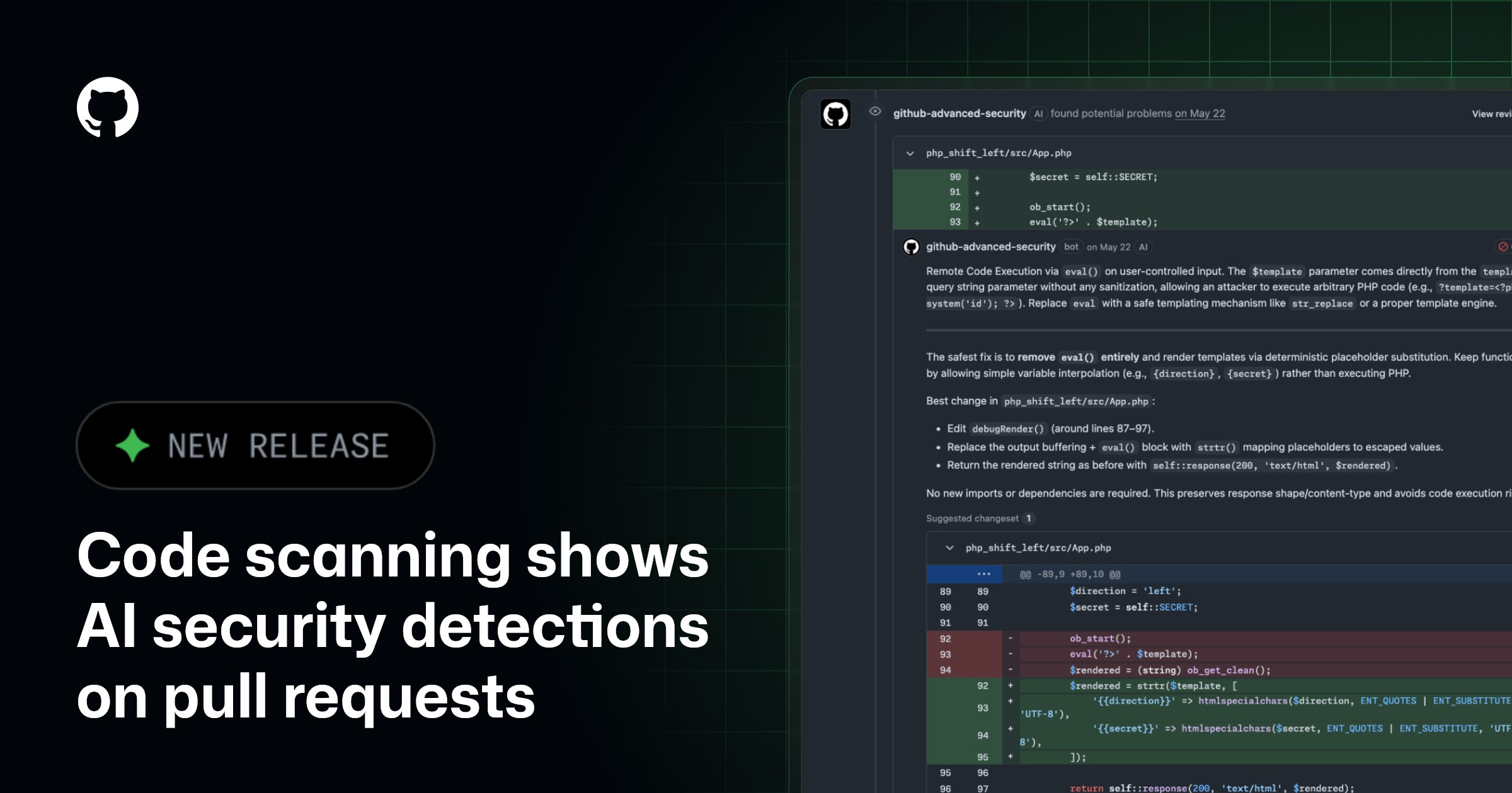 GitHub 코드 스캔, PR에서 AI 보안 탐지까지 보여준다
