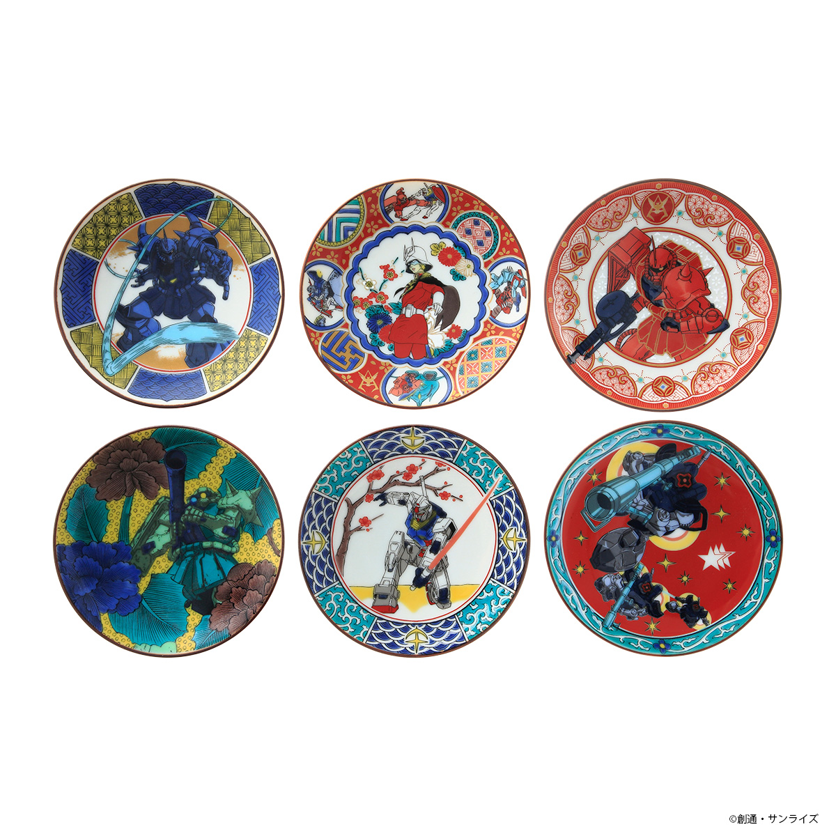Mobile Suit Gundam Meets Five Kutani Styles Across Six Plates