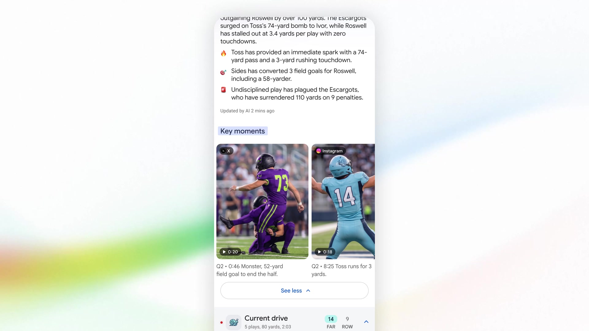 Google 検索で試合の流れもファンタジー編成相談も、米国・英語で提供開始