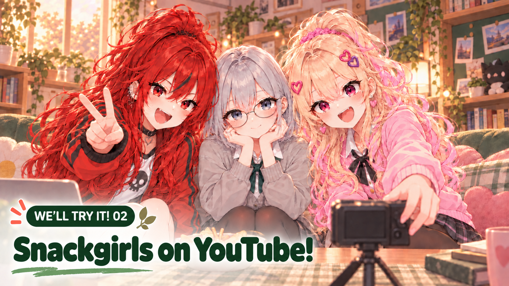 We opened a YouTube channel! Making our profile and banner from one photo | Snackgirls Try It 02